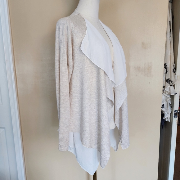 Cream/White Layered Cardigan, Women's S - Picture 2 of 8